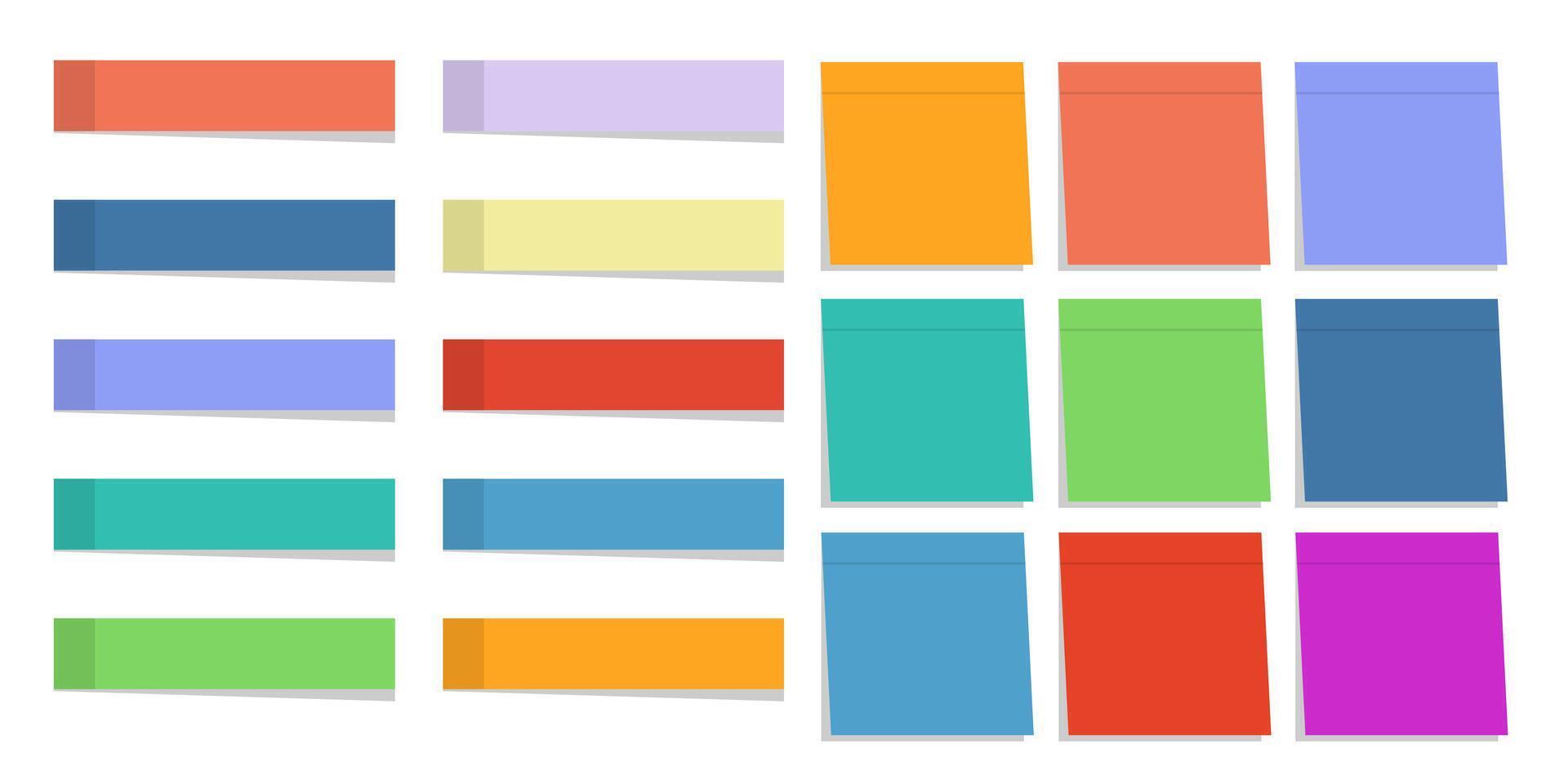 set of colorful sticky notes paper on a white background vector