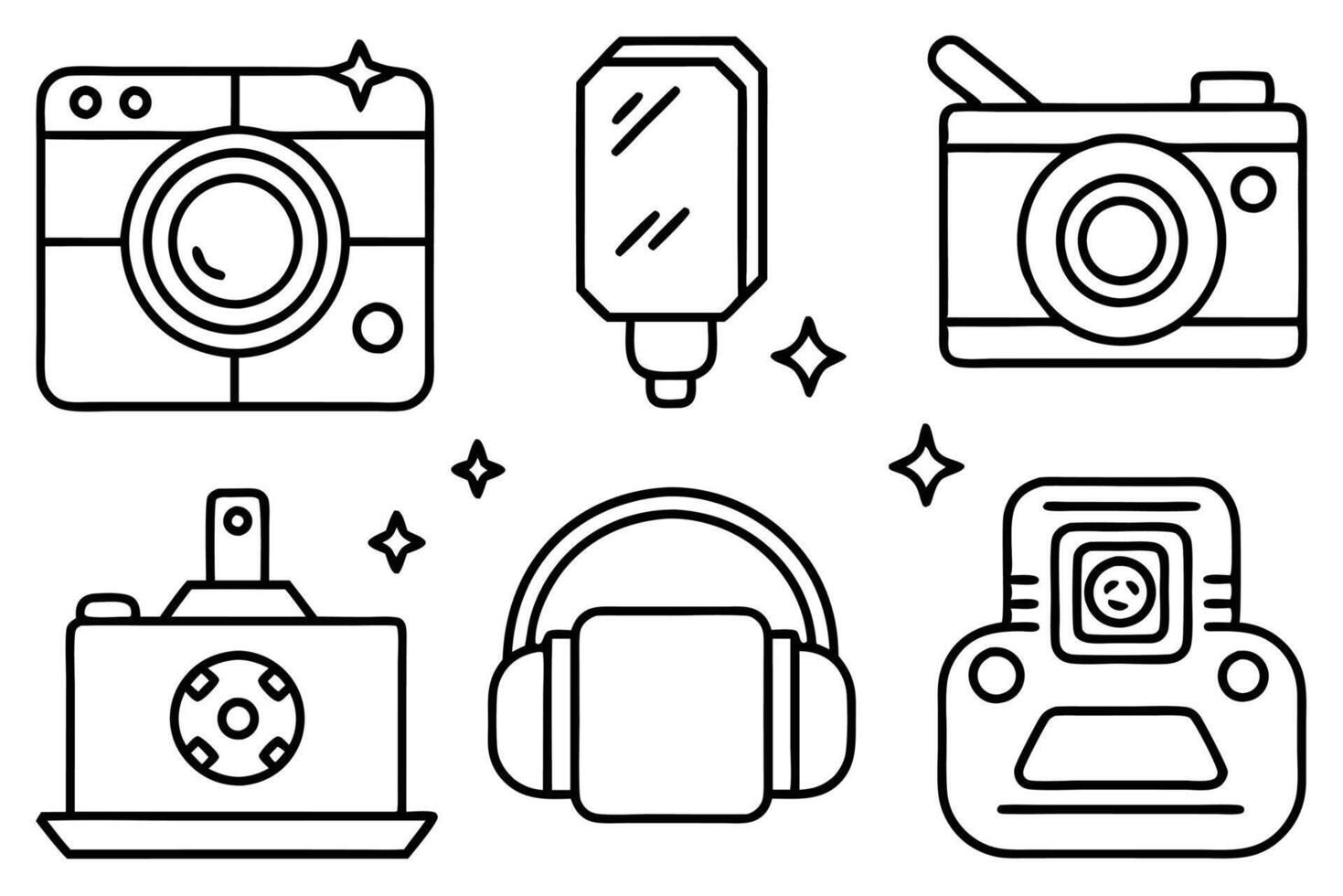 Tech and Gadgets Art Detailed Line Art Illustration Styles vector