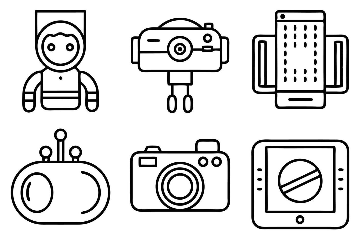 Tech and Gadgets Art Trendy Line Art Illustration Styles vector
