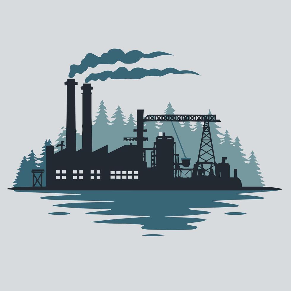 Industrial factory Silhouette vector