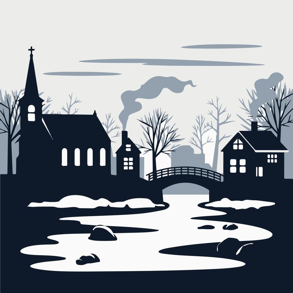 winter morning scene vector