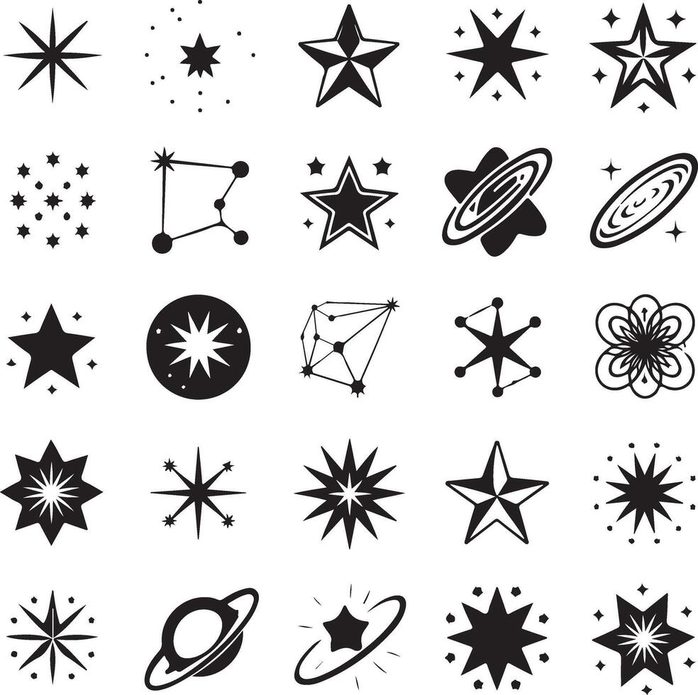 Sparkle star icon set vector
