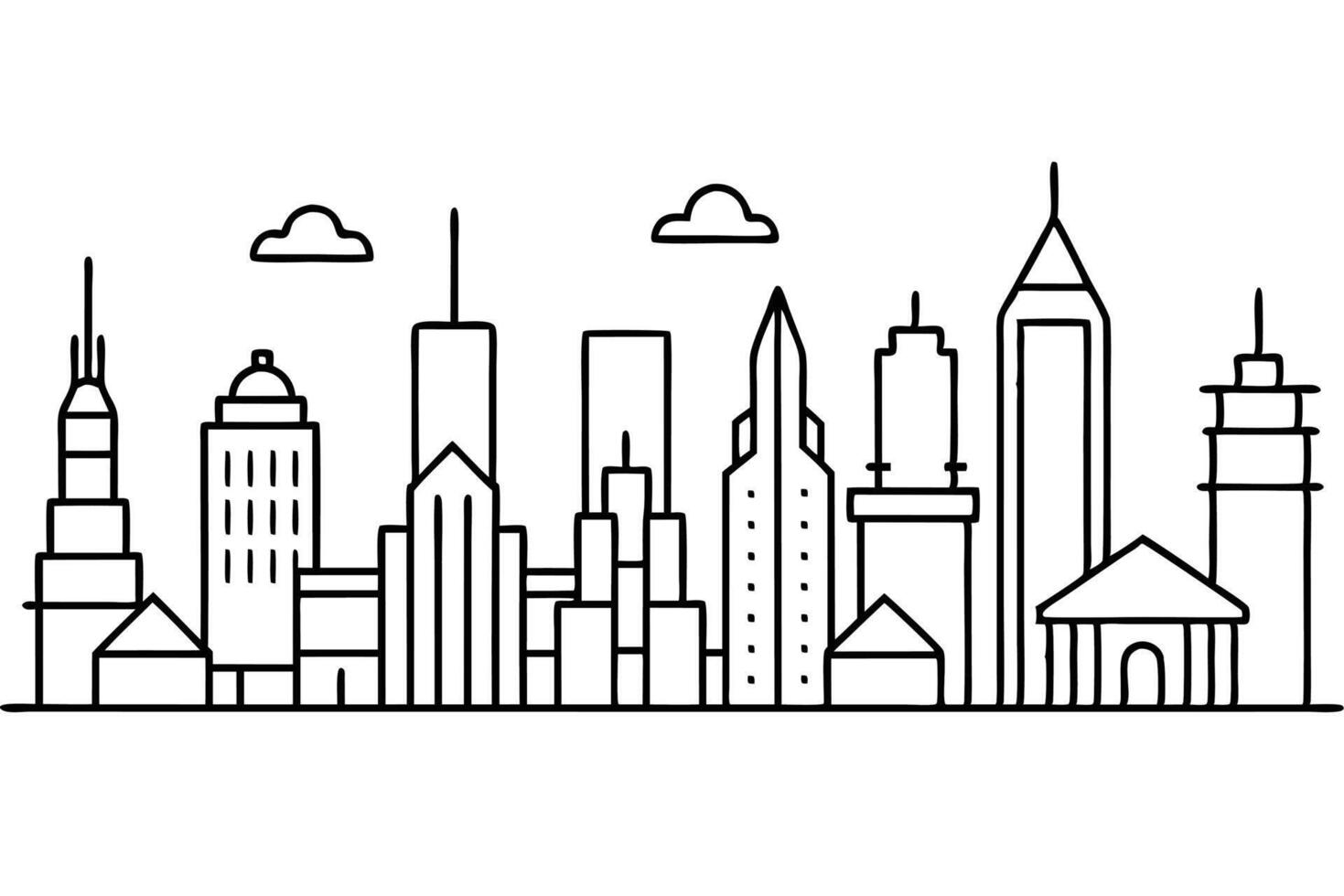 New york city skyline line art illustration vector