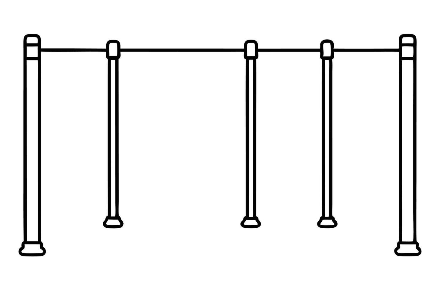 A black and white illustration of a swing set vector