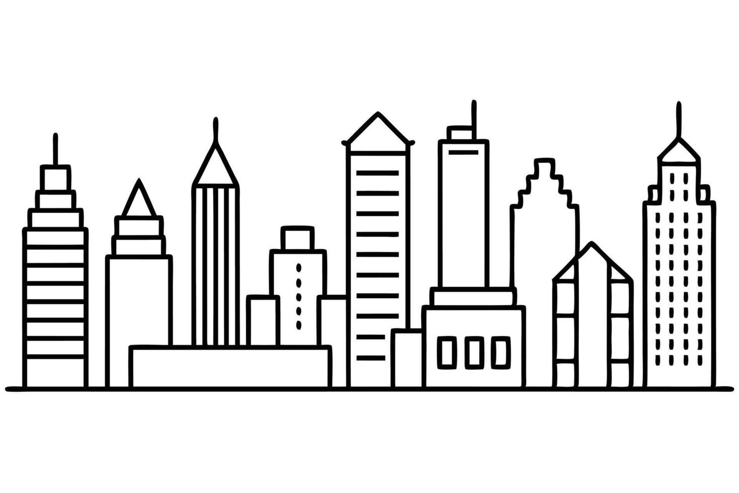City skyline line art illustration illustration vector