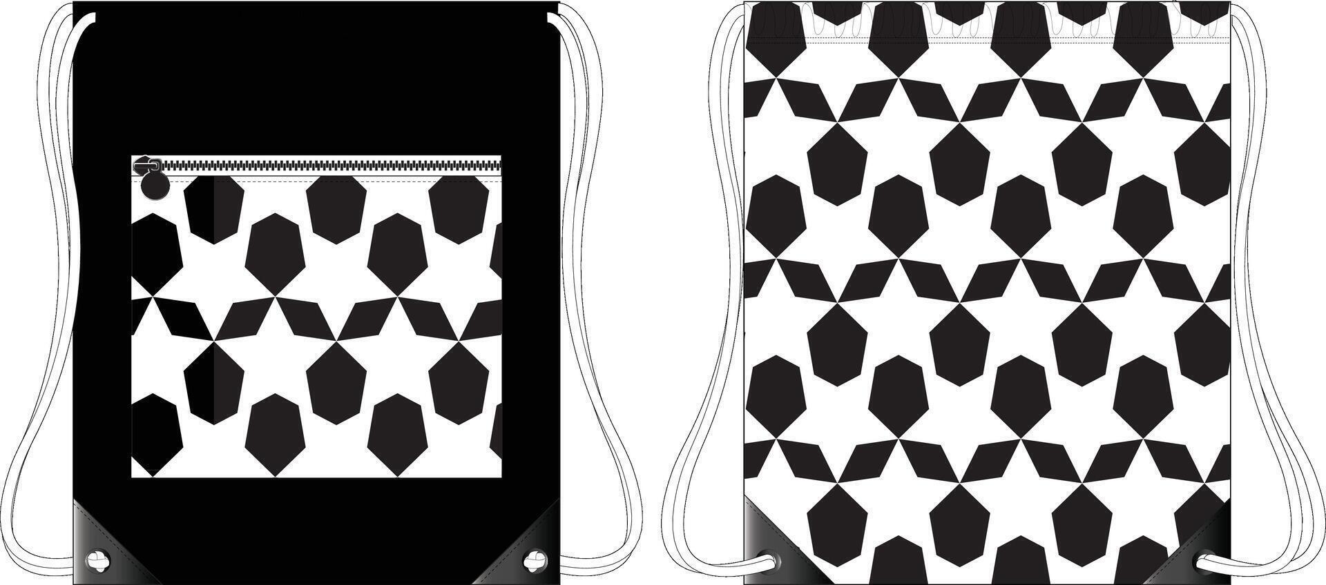 Drawstring Bag with star repeat pattern vector