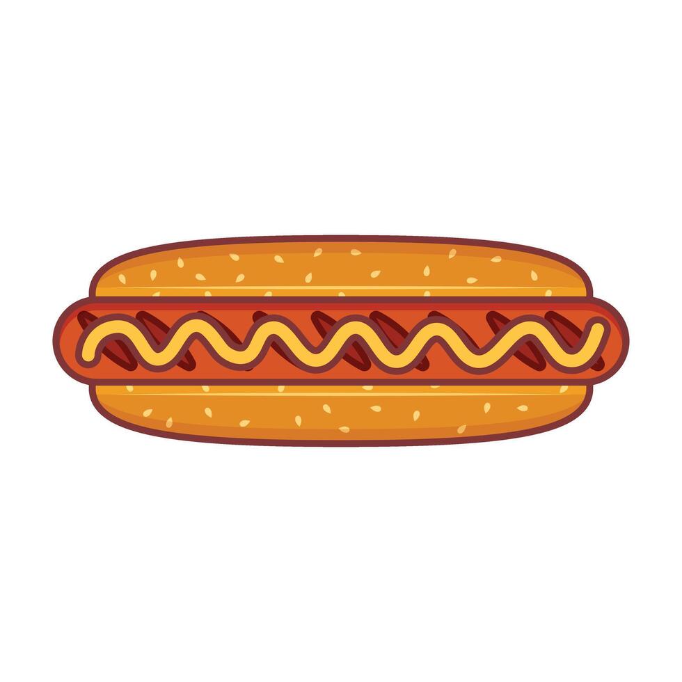 Hotdog icon in flat style. Hot dog fastfood illustration on isolated background. Bun with sausage sign business concept. vector