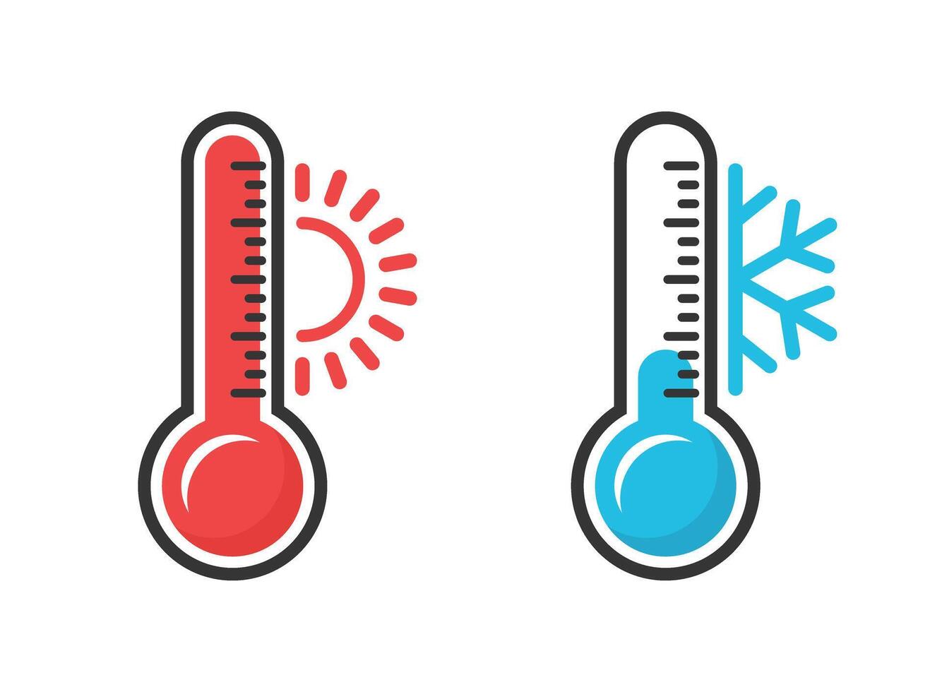 Thermometer icon in flat style. Climate control illustration on isolated background. Weather change sign business concept. vector