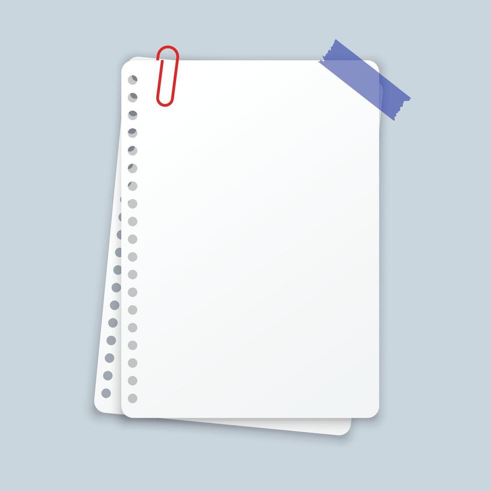 White sheet of paper in flat style. Empty paper note illustration on isolated background. Blank document sign business concept. vector