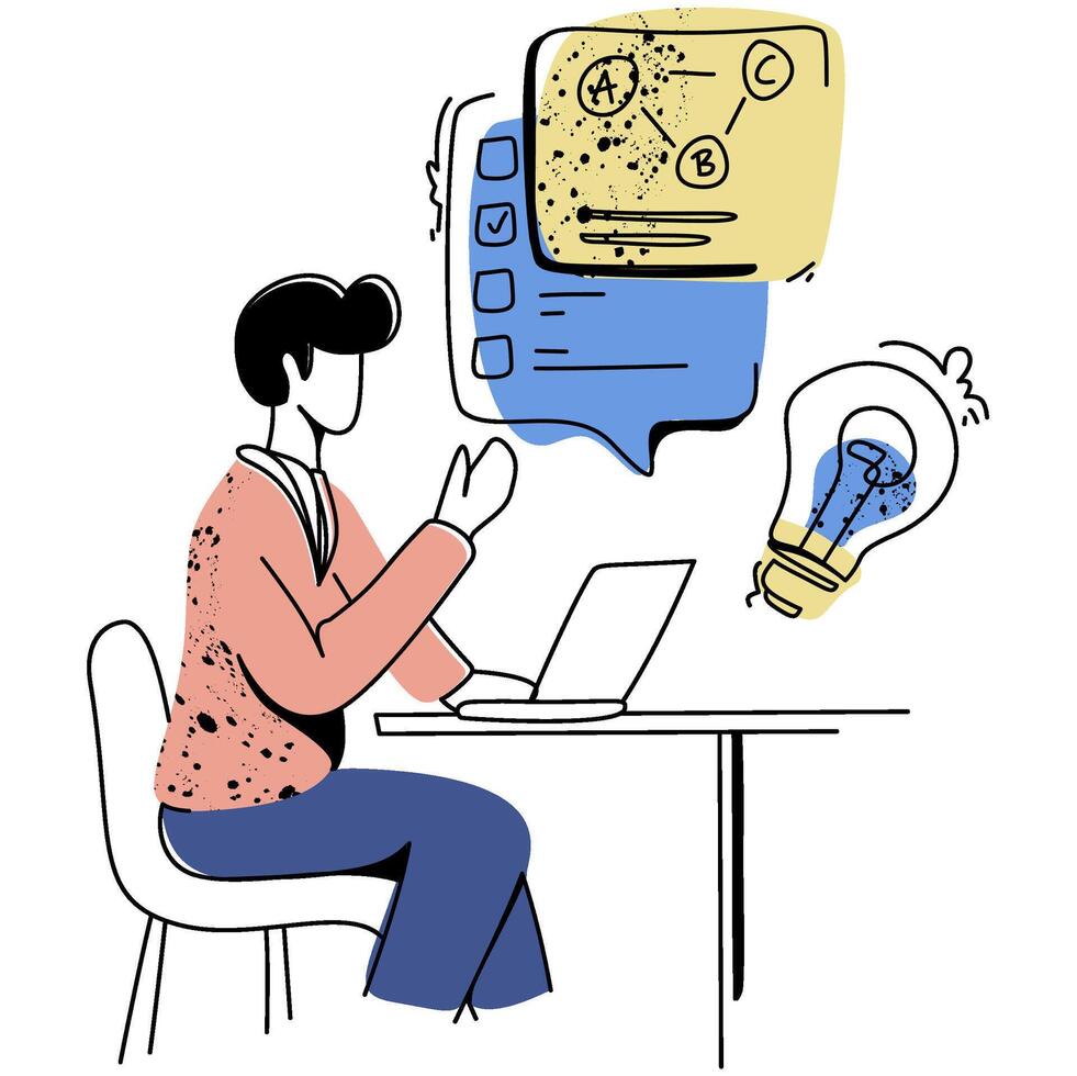 Modern flat illustration showcasing a brainstorming session in progress, great for collaborative vector