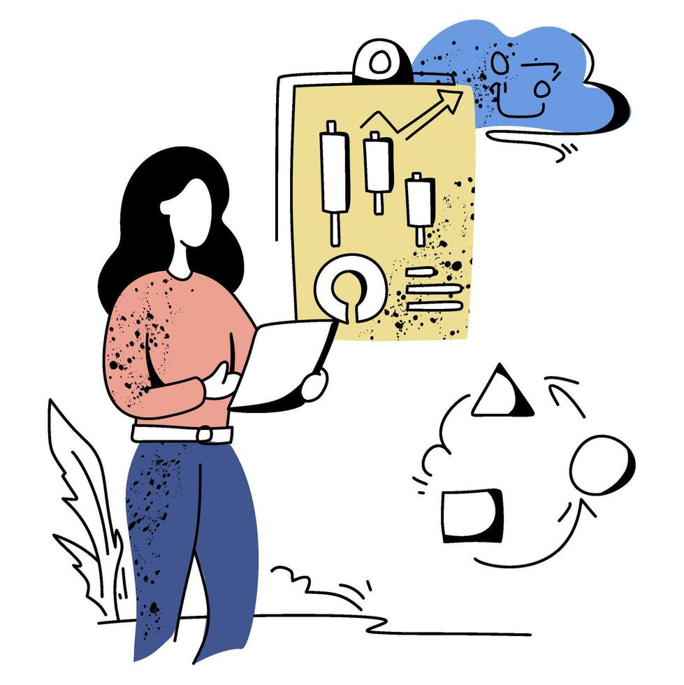 Dynamic flat illustration of a creative brainstorming process, ideal for blogs, infographics, and project management content vector