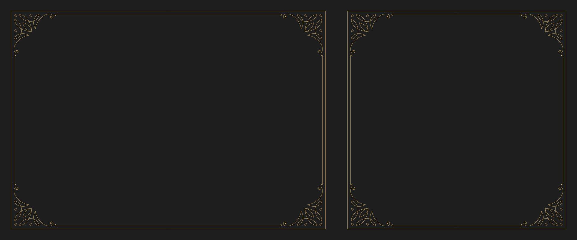 Flourishes vintage vignette golden swirl frame with corner set illustration vector