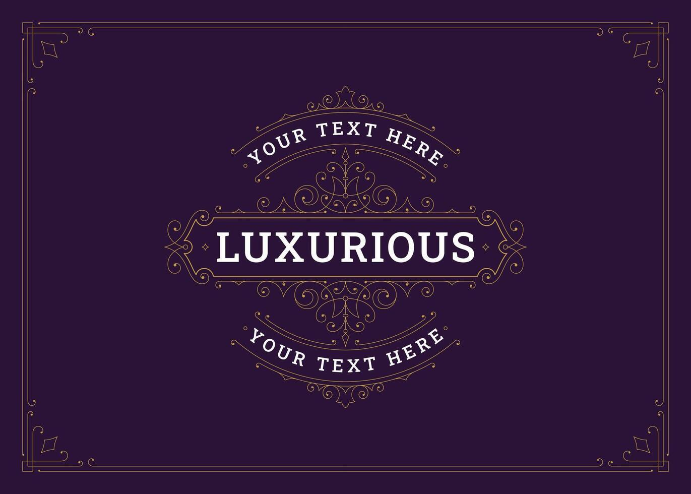 Vintage elegant swirl flourishes golden ornate greeting card design template illustration vector