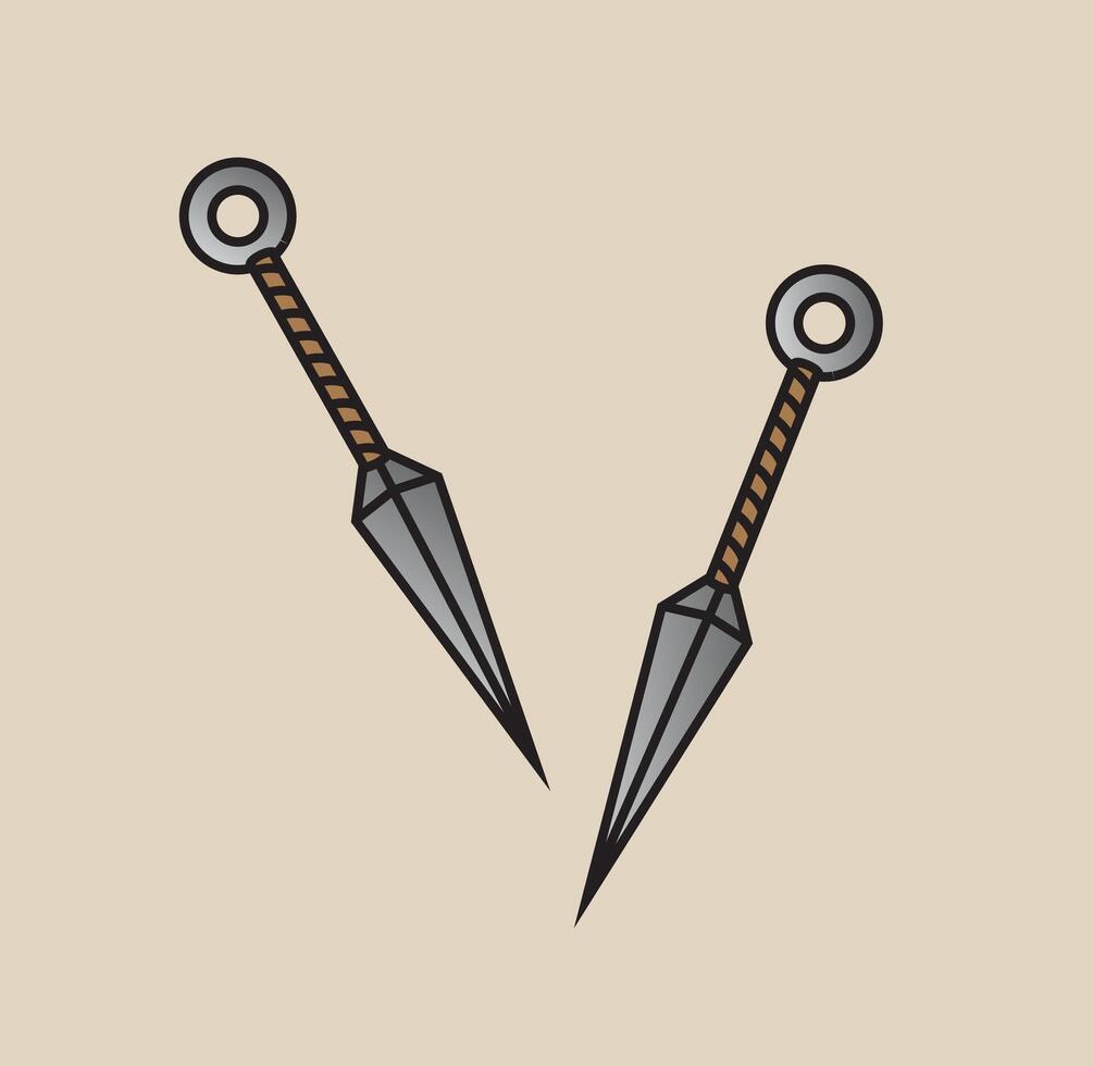 Kunai blade weapon japanese style flat illustration vector