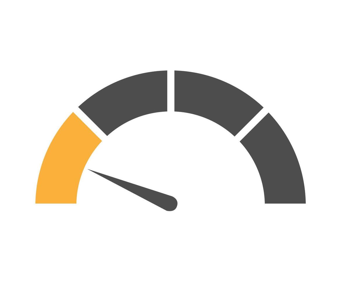 Gauge indicator with left orange sector icon illustration vector