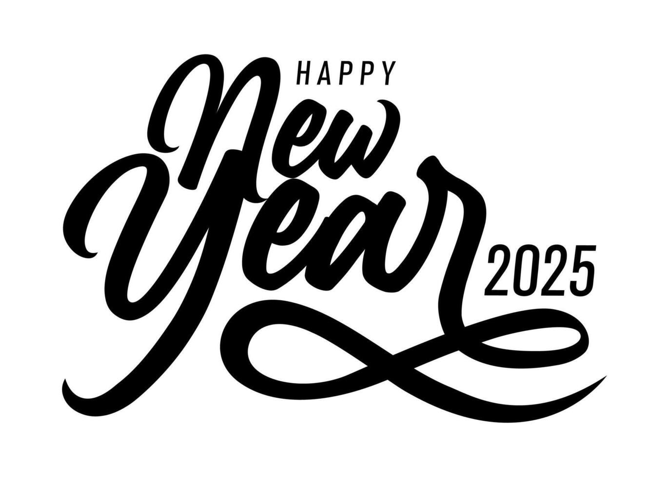 Happy New Year 2025 design with hand lettering vector