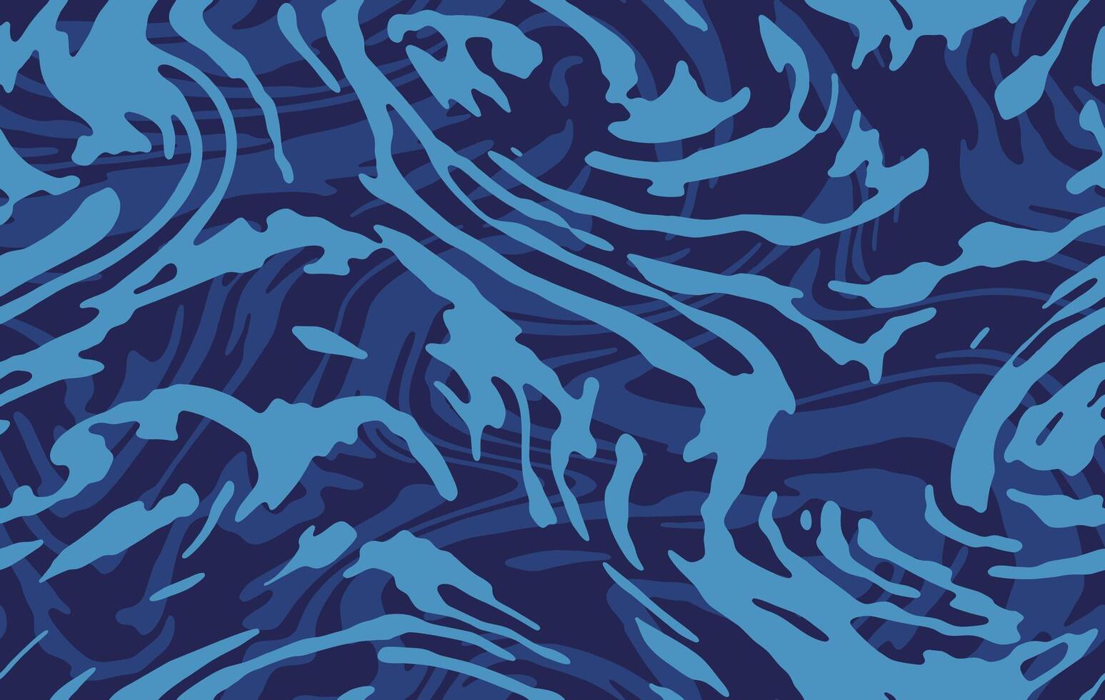 Stylish zebra pattern camouflage, modern fashion design. Grunge camo military uniform. Blue navy sea shade color, fashionable, fabric. Seamless texture. vector