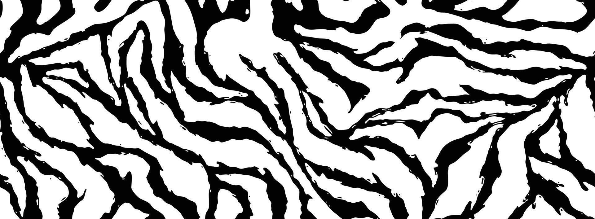 Zebra skin, stripes grunge pattern. Animal print. Black and white background. Seamless texture. vector