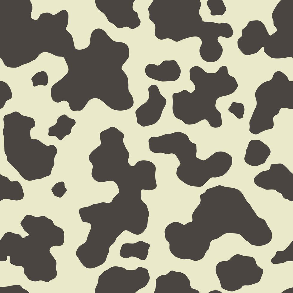 Cow skin in brown and light beige spotted, seamless pattern, animal texture vector