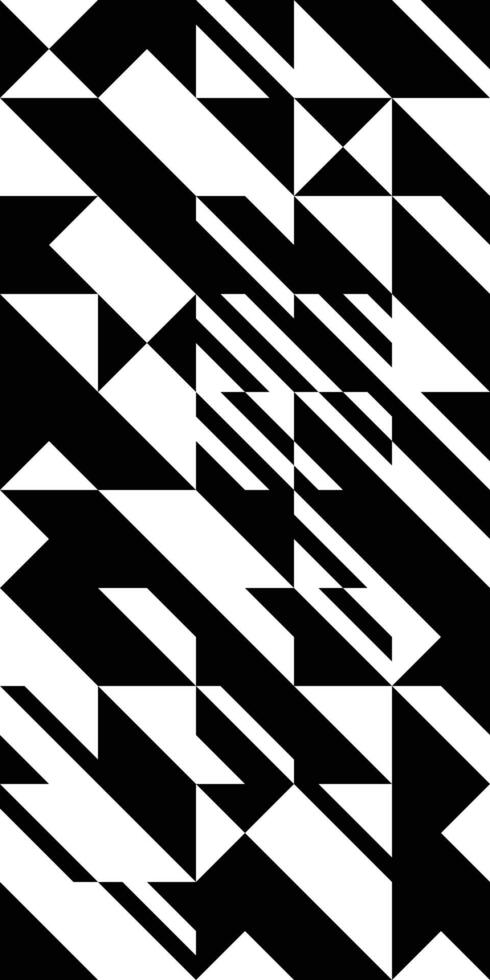Retro black and white geometric modular combinatorial pattern for cover design. Abstract triangle and square diagonal lines art background. Trendy bauhaus style wallpaper vector