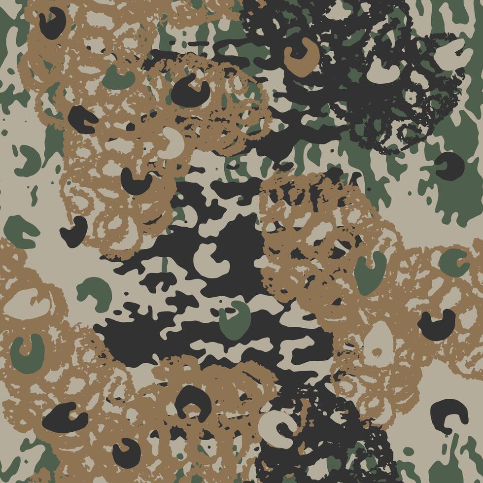 Grunge camouflage, modern fashion design. Camo military pattern. Army uniform. fashionable, fabric. Seamless texture. vector