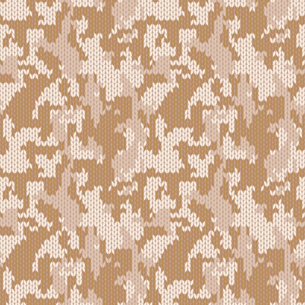 Stylish knitted military camo. Brown wool camouflage pattern . Seamless texture. Design for fabric printing vector