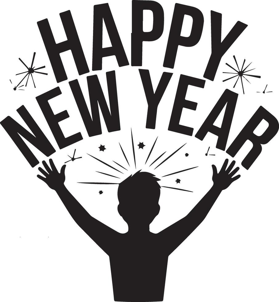 Happy new year icon silhouette vector
