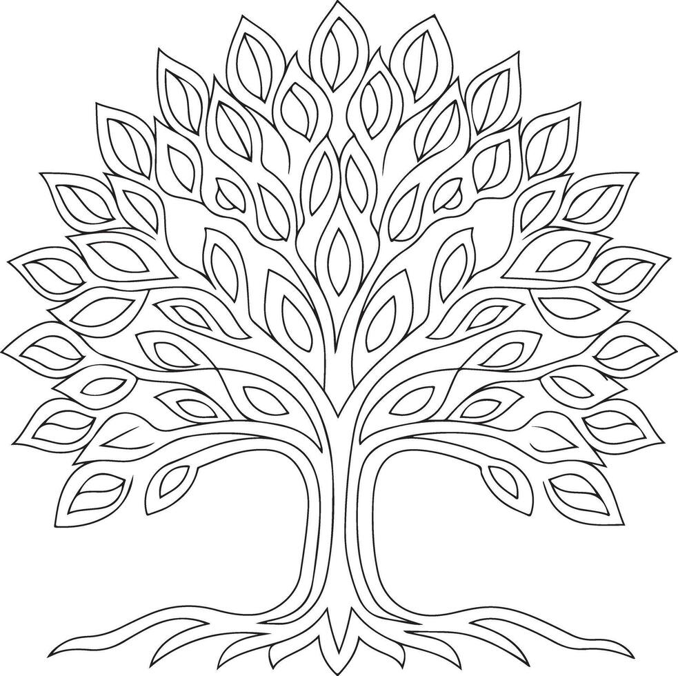 A beautiful line drawing of a tree vector