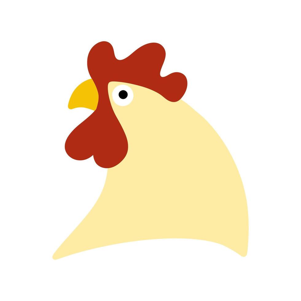 chicken flat design illustration. rooster mascot for poultry farm industry hand drawn. vector