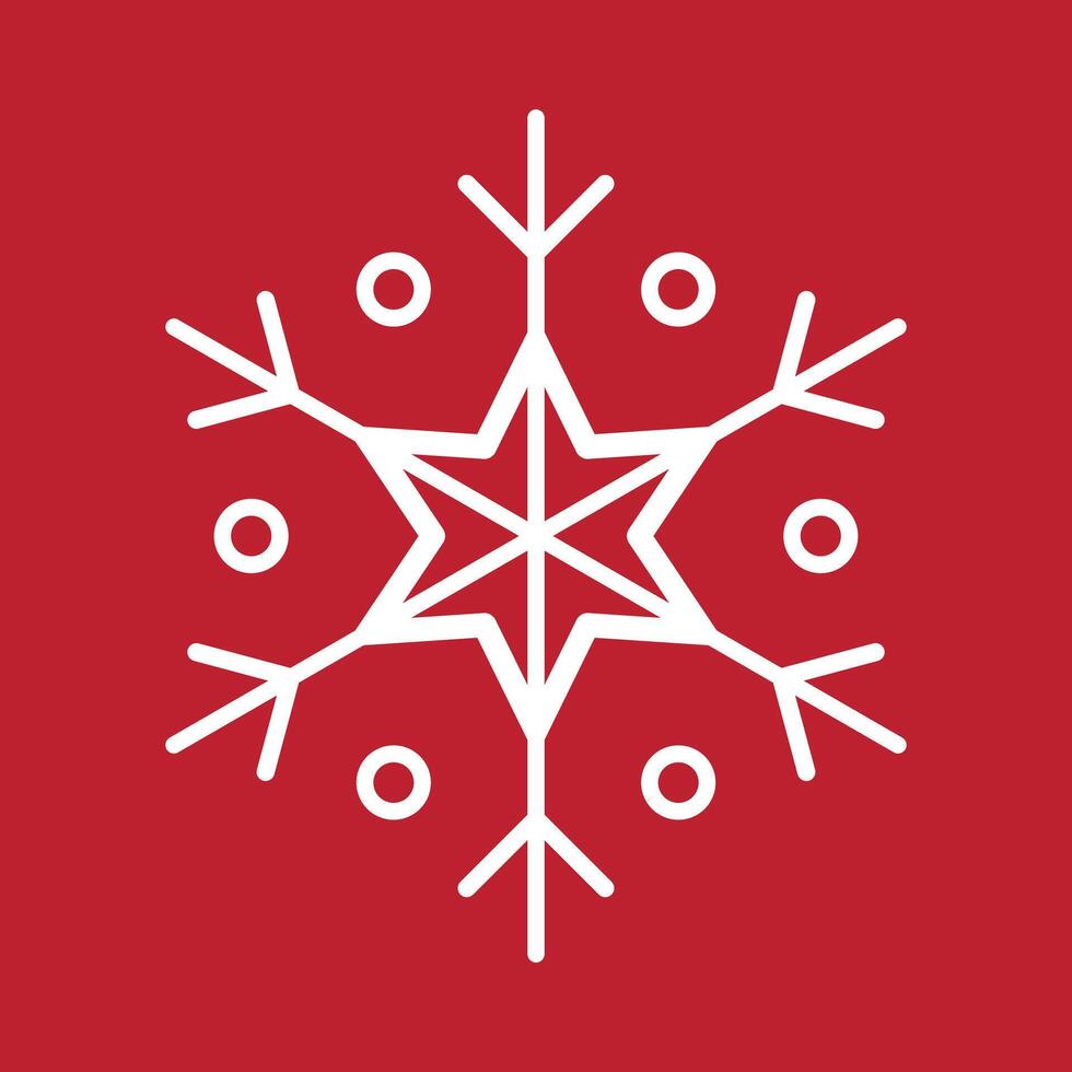 Abstract geometric winter snowflake icon on a bold red background vector