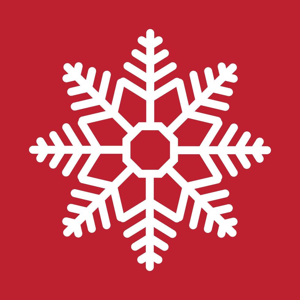 Abstract geometric snowflake icon on a red background. vector