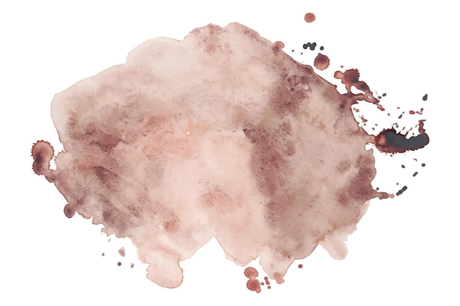 Hand-Painted Brown Watercolor Splash with Bold Ink Blots on White Background. Abstract Splatter Stain vector