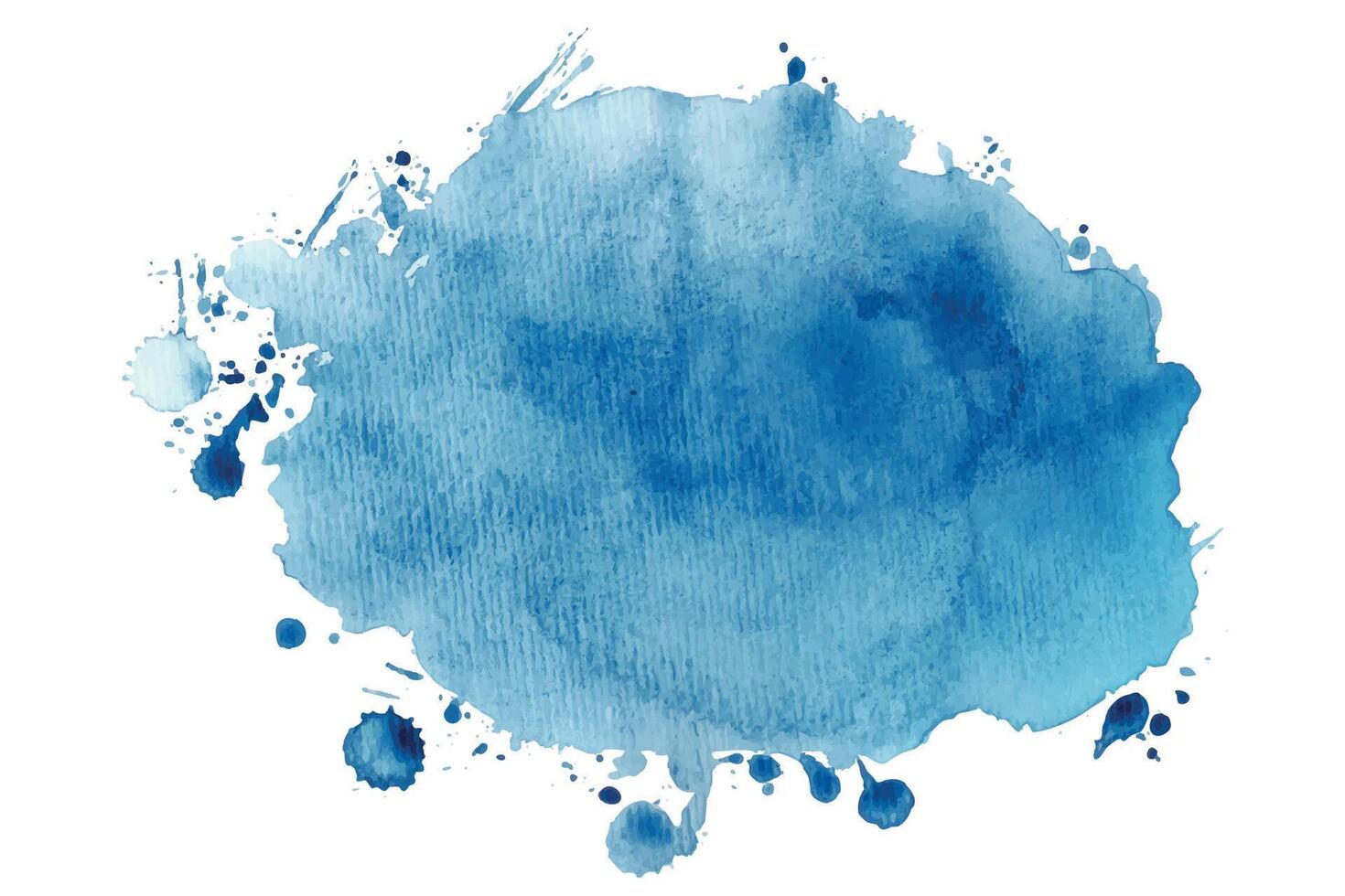 Blue Abstract Watercolor Splatter Isolated on White Background. Hand painted aquarelle splash with drops stains vector