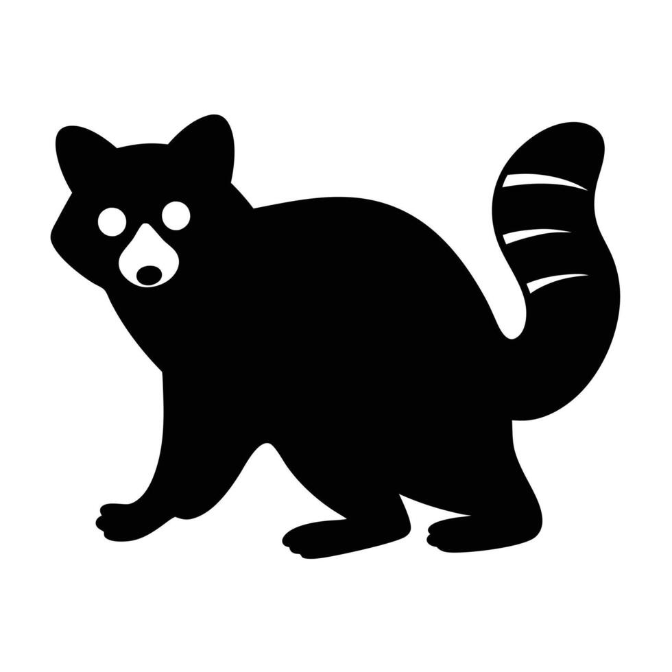 A black and white silhouette of a raccoon vector