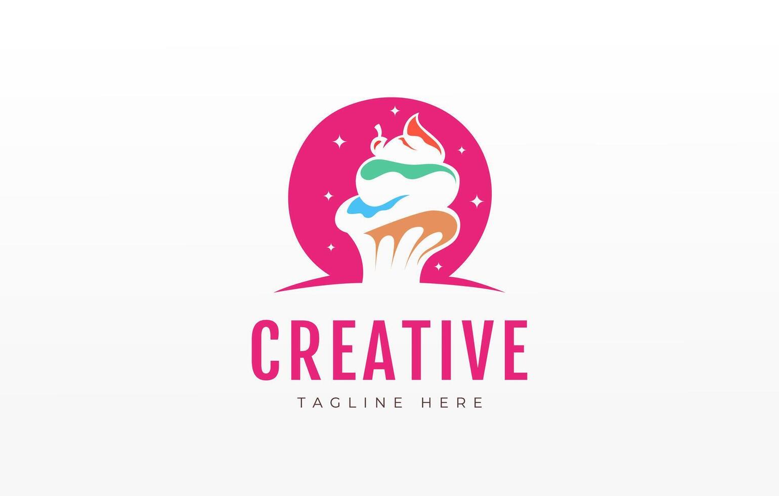 Cupcake Sweet Cake Bakery Cherry Cake Logo Template vector