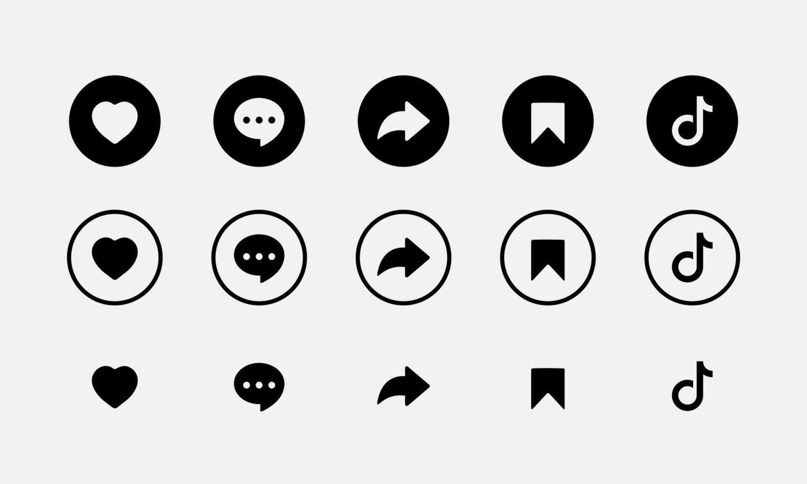 Like comment share save logo icon. Social media elements vector
