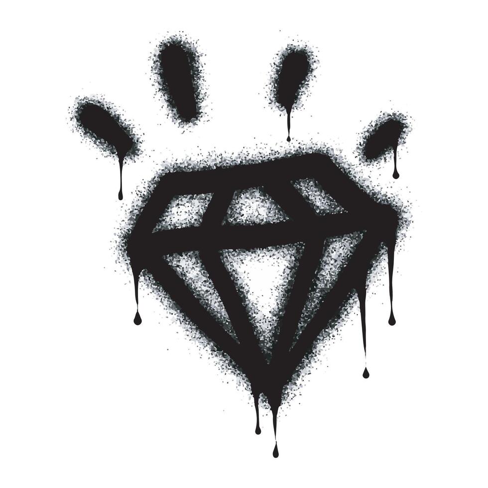 Spray Painted Graffiti diamond Sprayed isolated with a white background. graffiti diamond with over spray in black over white. vector