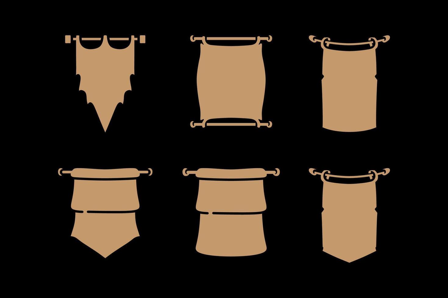 golden flag vertical with pole silhouette icon illustration collection. set of golden flag vertical filled style symbol element designs. simple flag verticals symbols for decor, merchandise vector