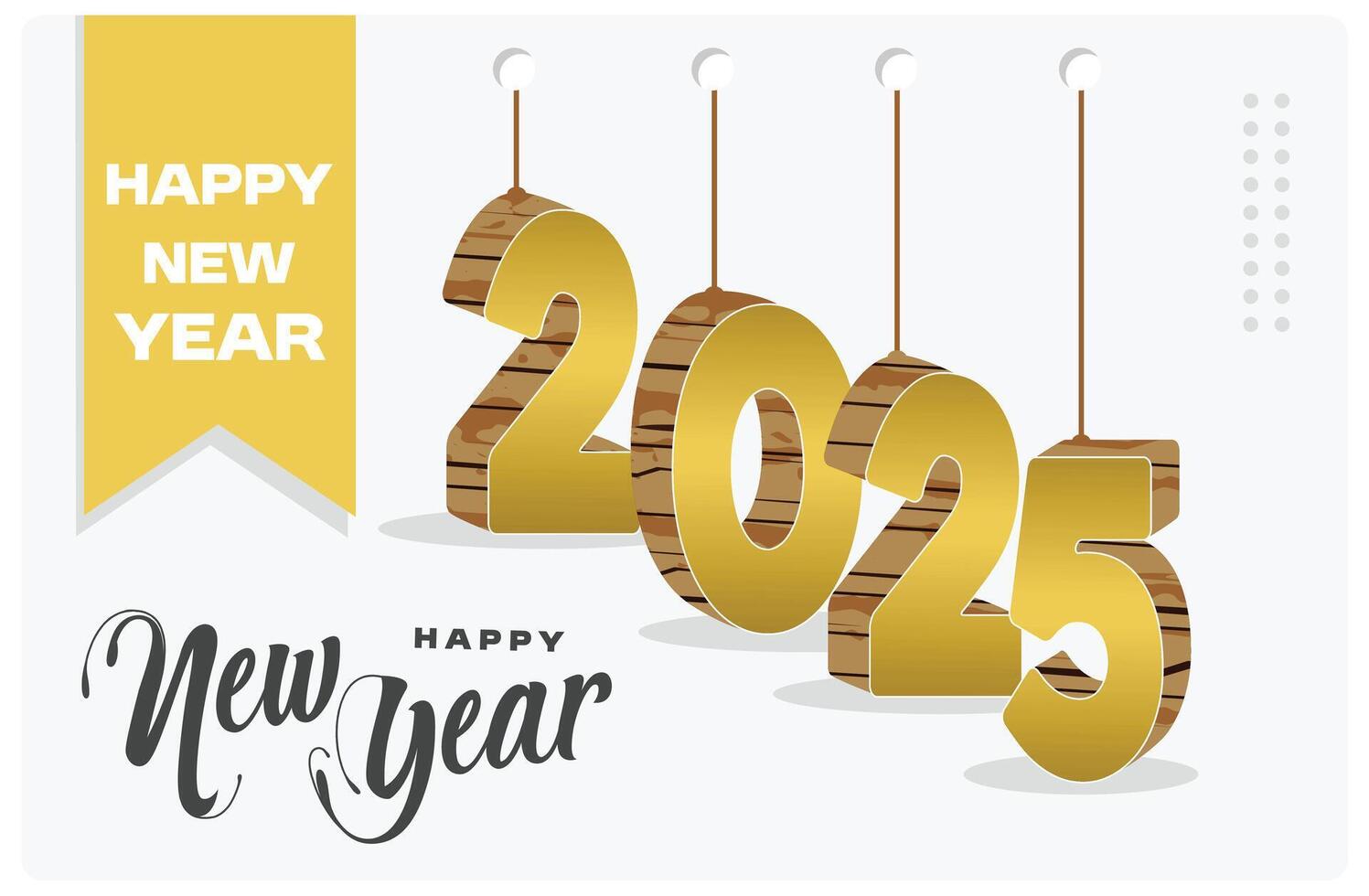 Elegant New Year greeting card design with gold numbers. vector
