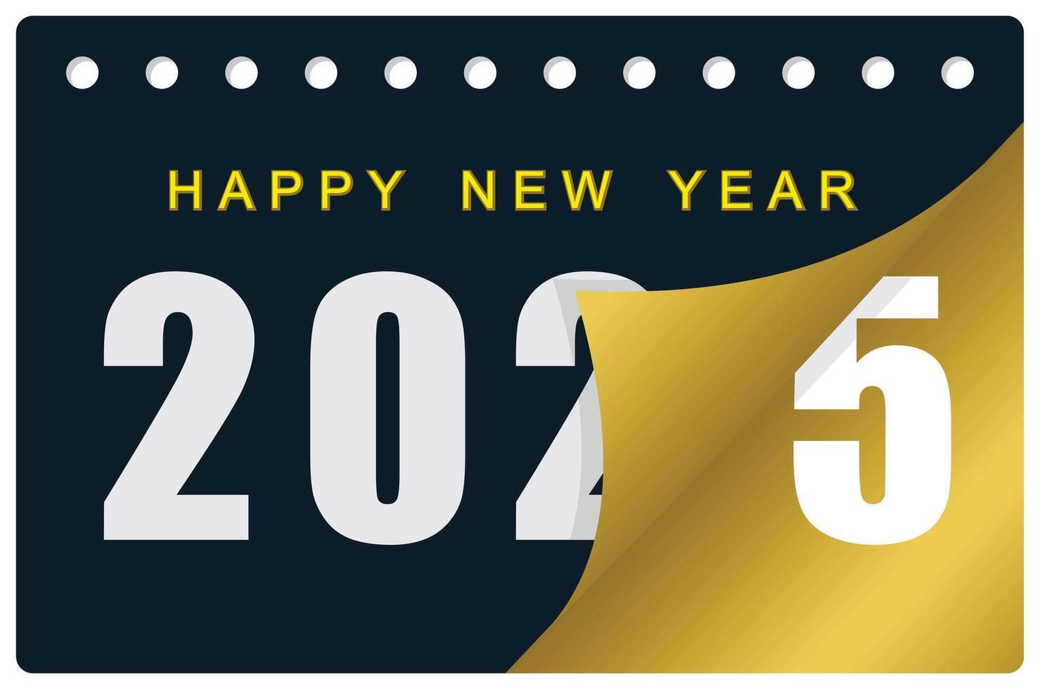 Elegant New Year 2025 calendar with gold design. vector