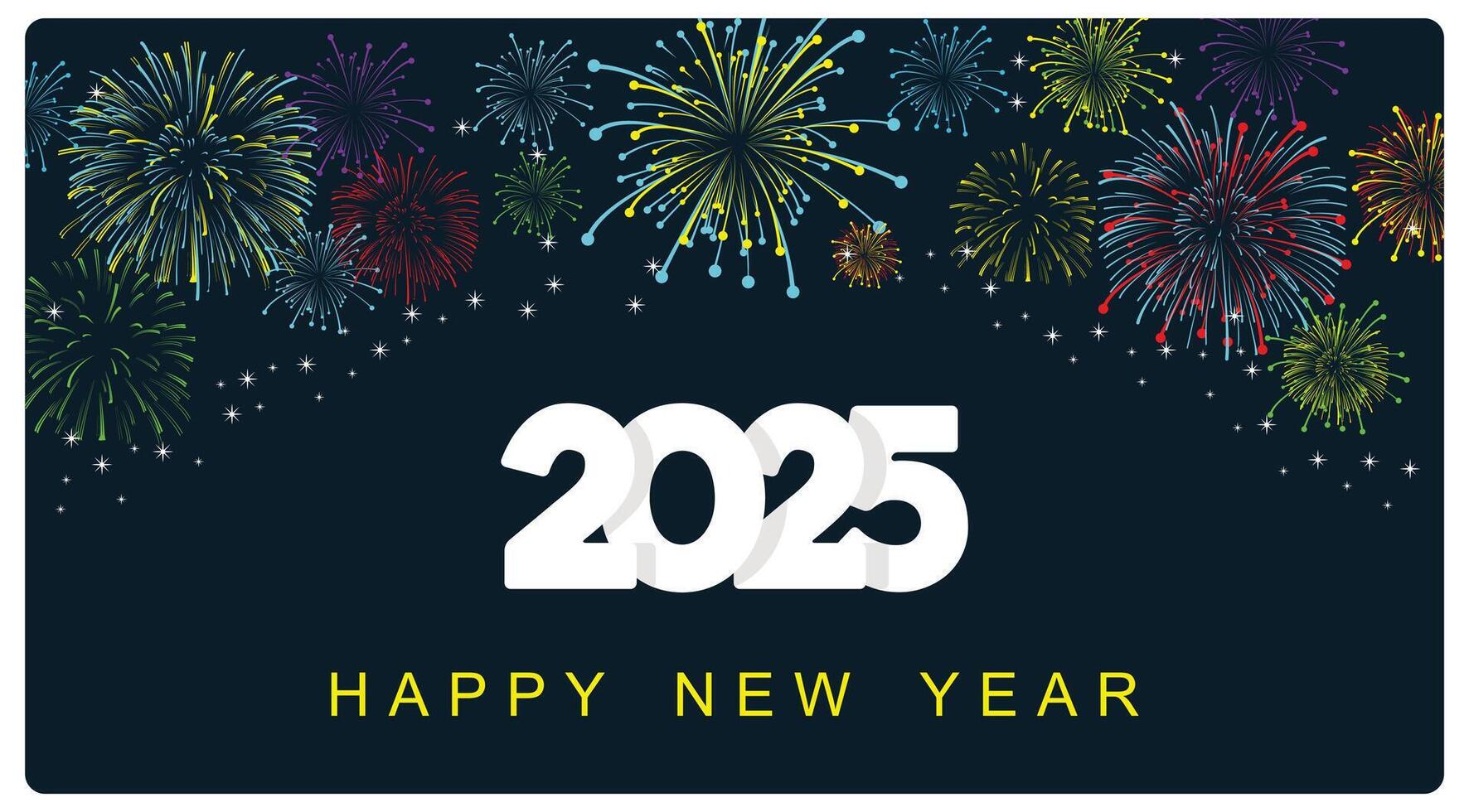 2025 New Year's Eve celebration with a colorful fireworks display. vector