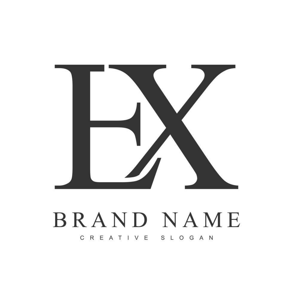 EX trendy logotype template. Initial letter e and x classic font style. Creative logo for company name or identity. vector