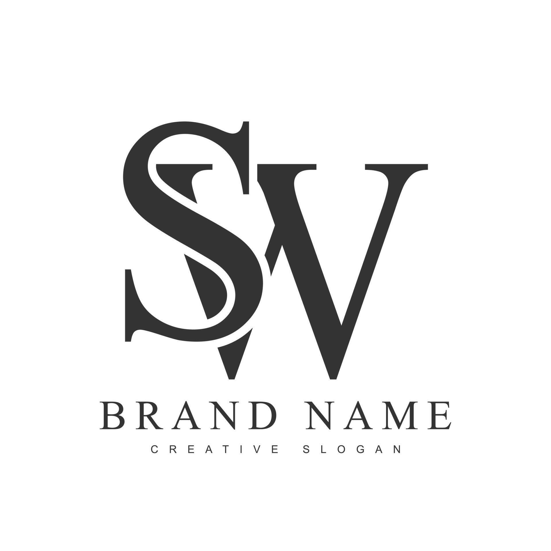 SW trendy logotype template. Initial letter s and w classic font style ...