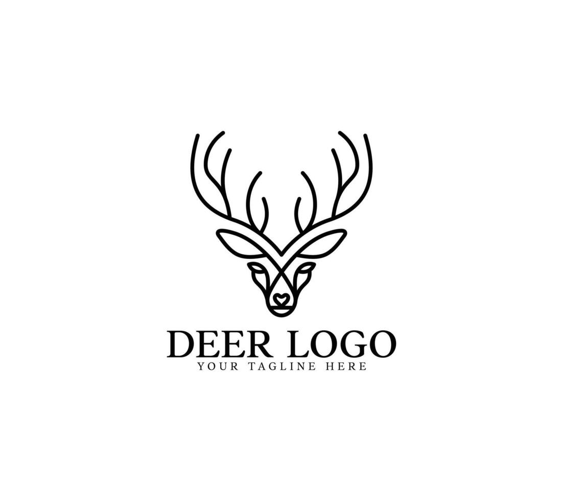 Deer Line Art minimalist logo design vector