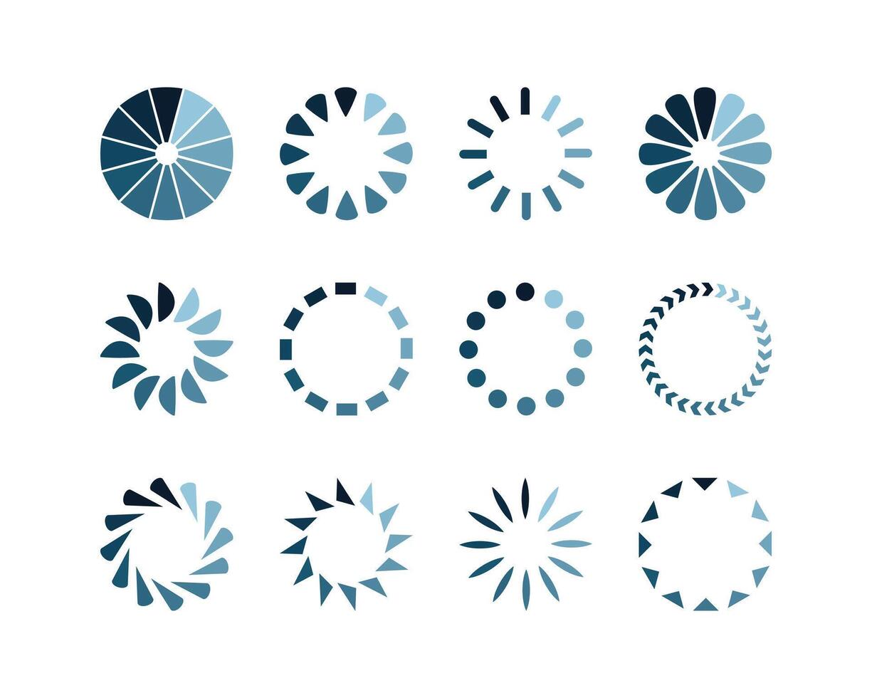 Collection Loading bar status icon. illustration. Set of loaded icons. Download progress. Donload or Upload. vector