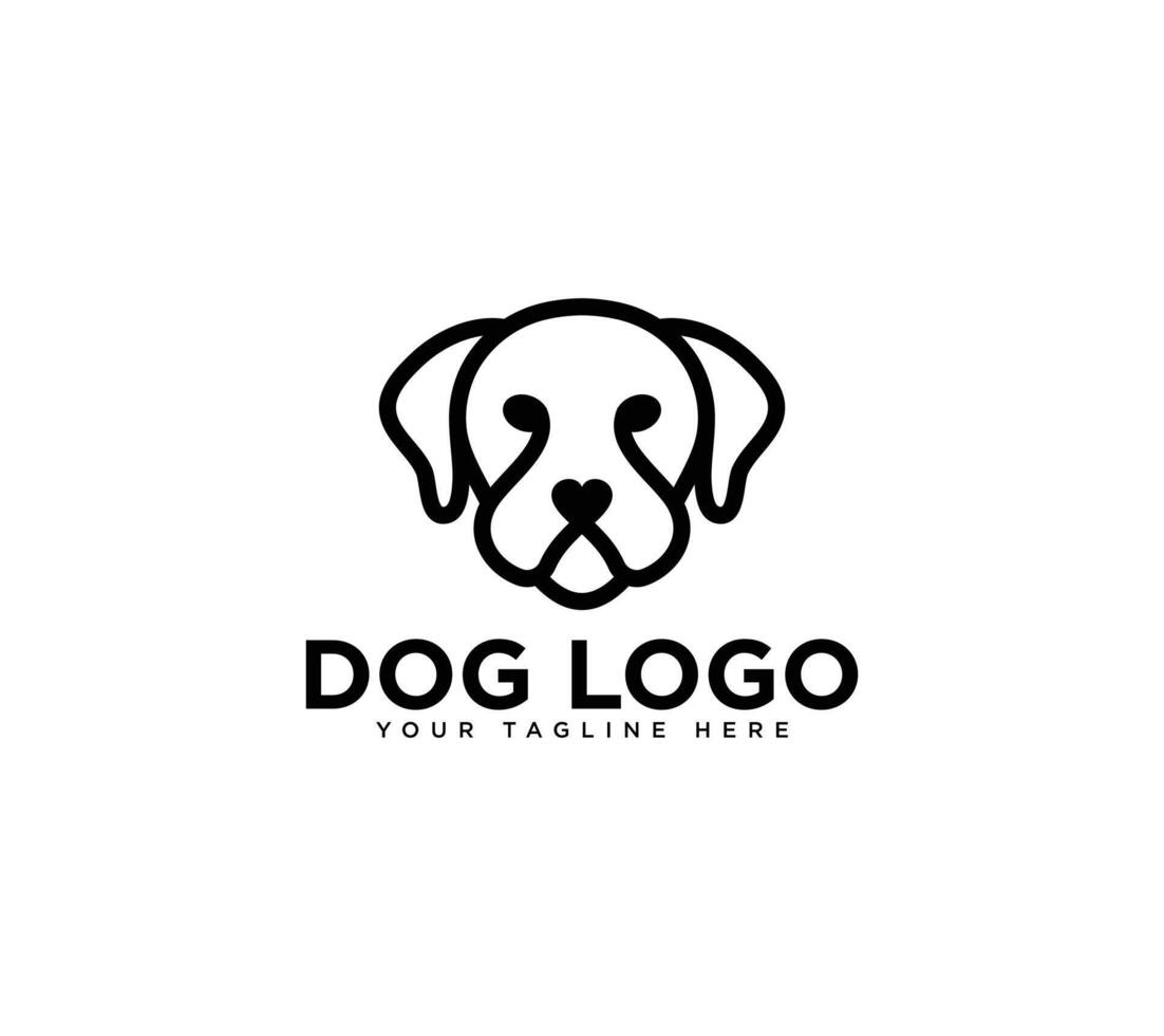 Simple dog head line art style logo design vector