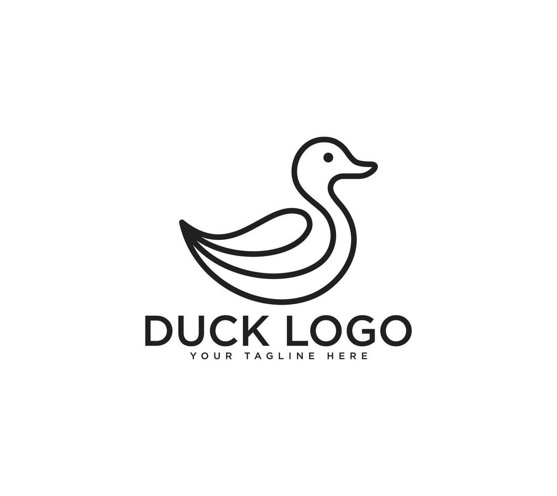 Duck goose line art logo design vector