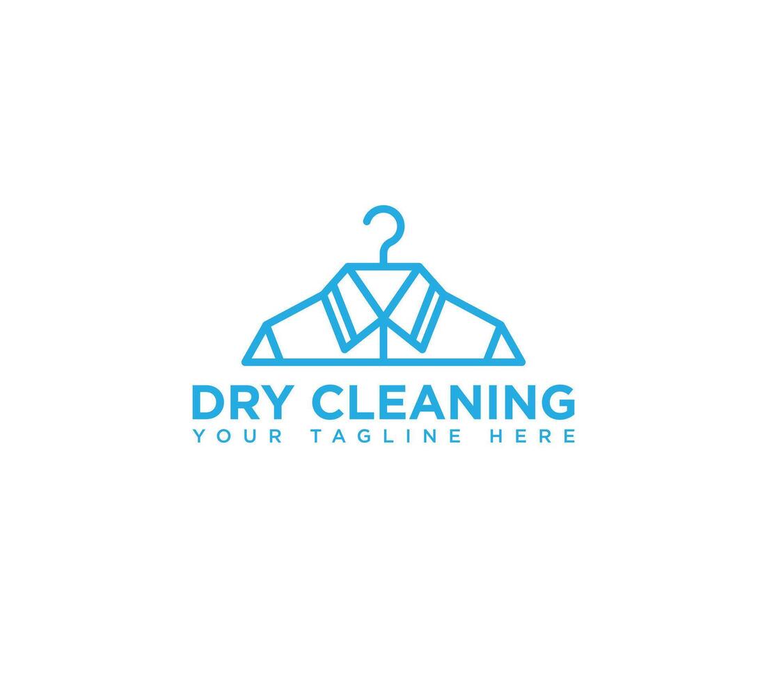 Dry cleaning laundry service and Hanger with bow tie Line Logo design vector