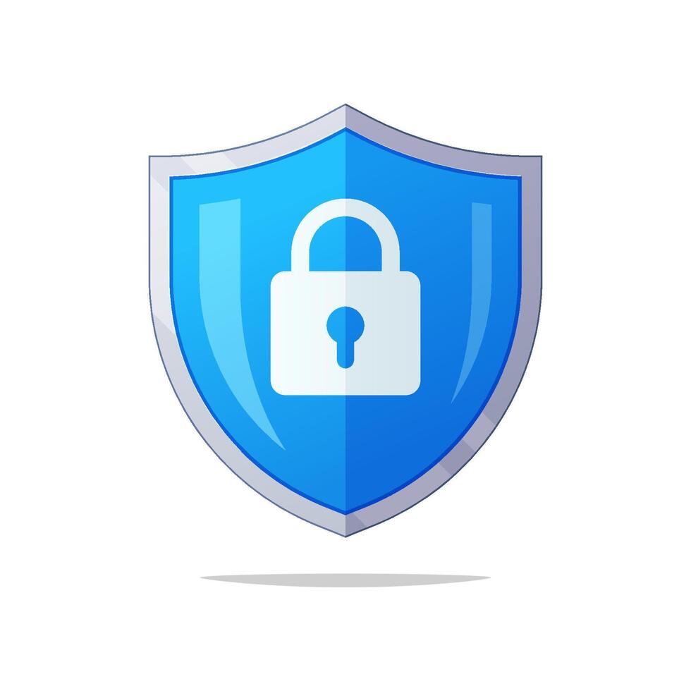 Metal Shield security padlock isolated on white background vector