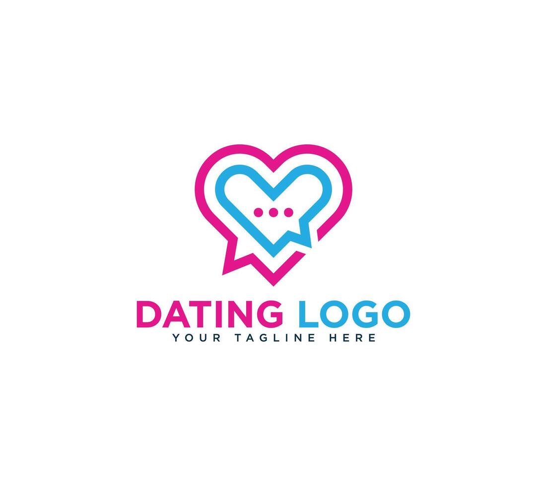 Love Chat Dating Logo design with heart shape in message bubble vector